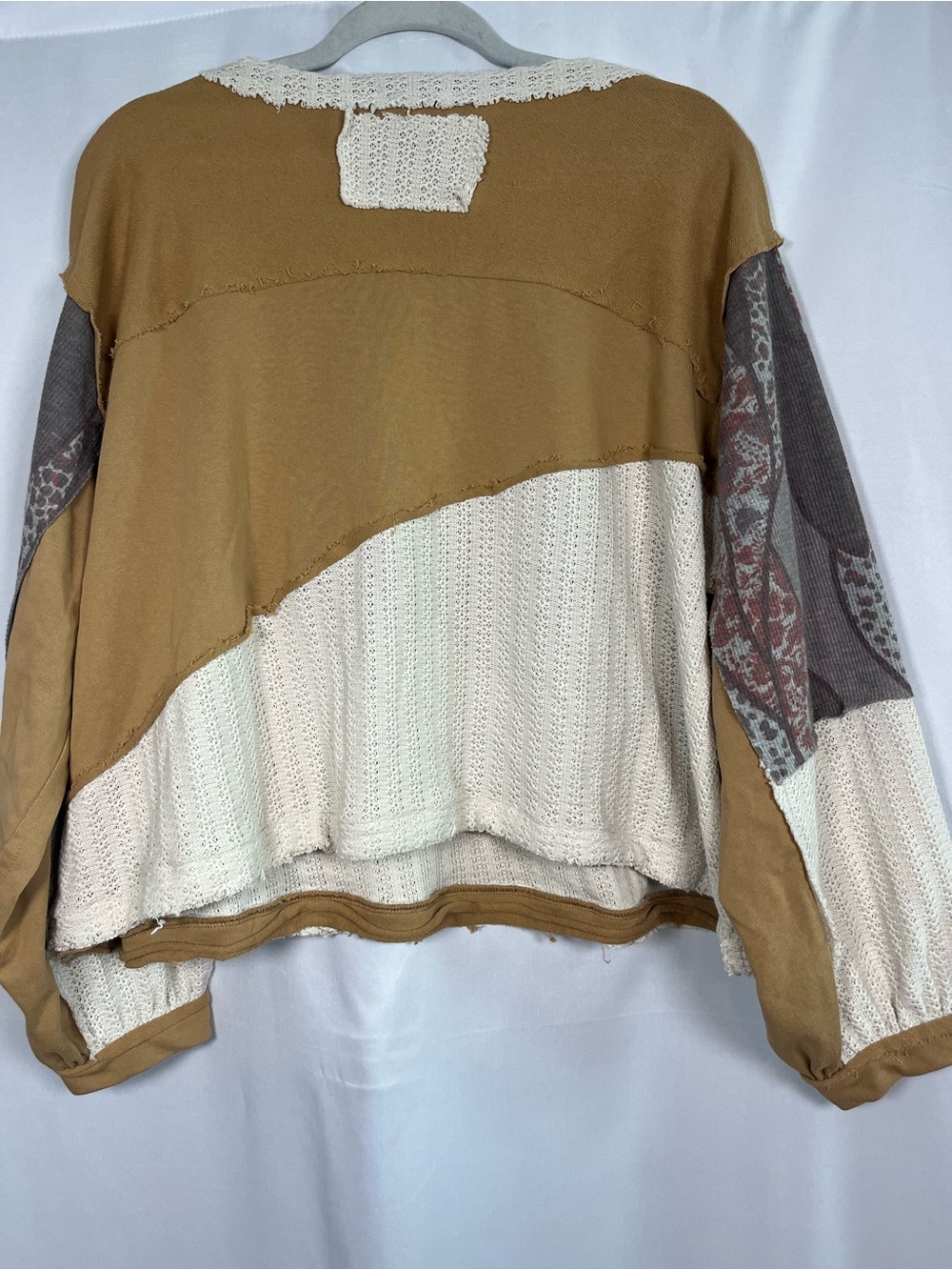 POL peace out my 80s oversized peace top open knit crochet boho patchwork sz m - Picture 8 of 9